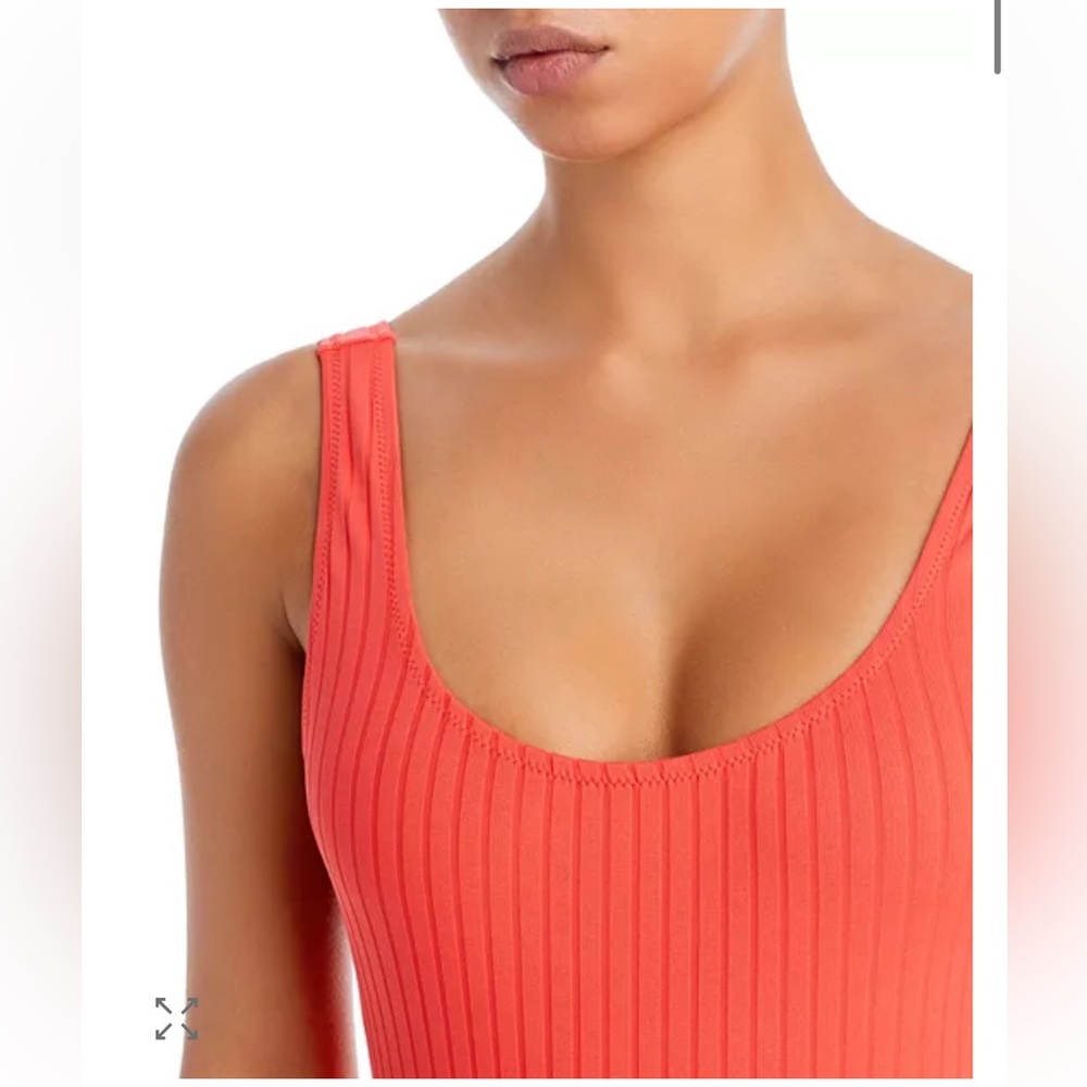 SOLID & STRIPED Coral Ribbed Scoop One-Piece - Picture 3 of 9